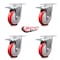 Service Caster 5 Inch Red Polyurethane Swivel Top Plate Caster Set with Total Lock Brake SCC SCC-TTL20S514-PPUB-RED-4 - alternate 3